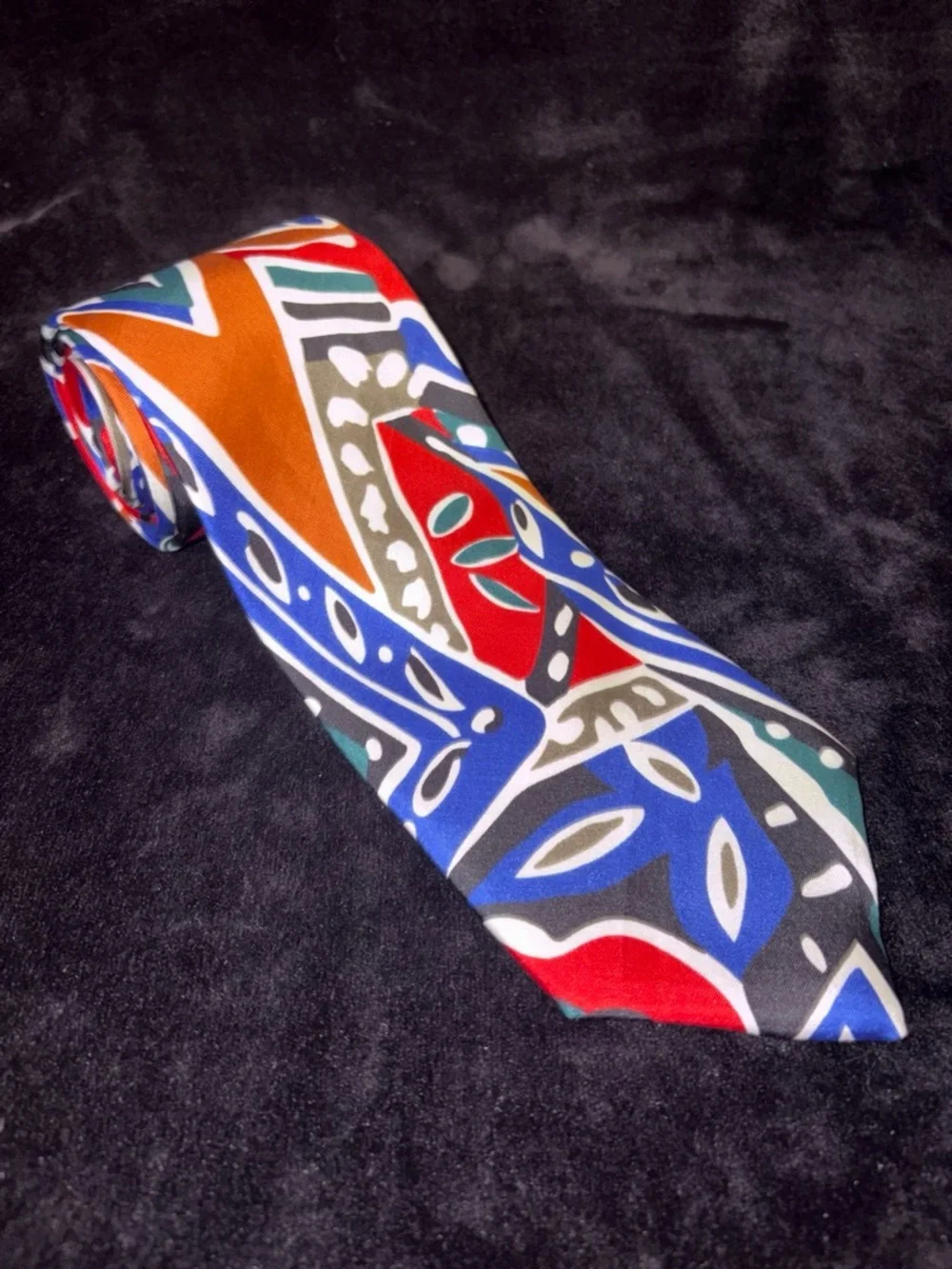 Franco Baretta Abstract Graphic Silk Tie OS Multi Color Block Bold 90s Art…
